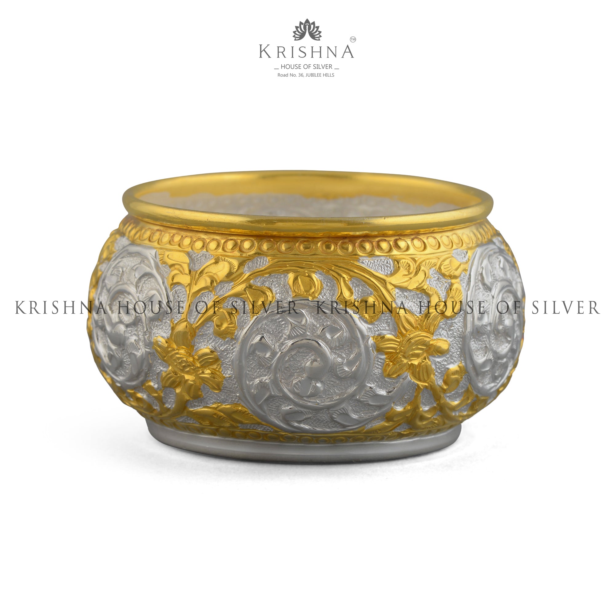 Antique Silver Flower Basket - Krishna Jewellers Pearls and Gems