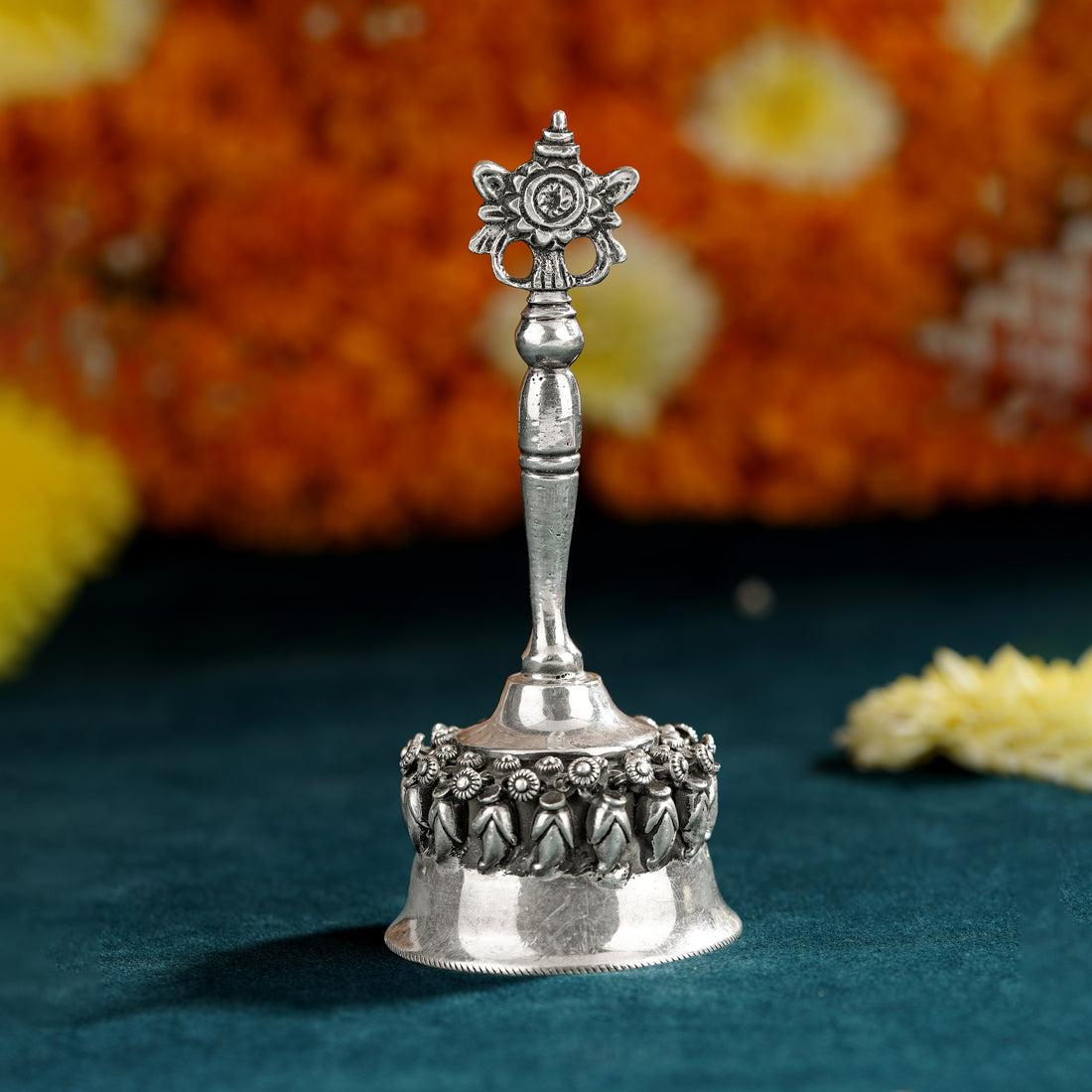 Shanka-Chakra Silver Pooja Bell - Krishna Jewellers Pearls and Gems