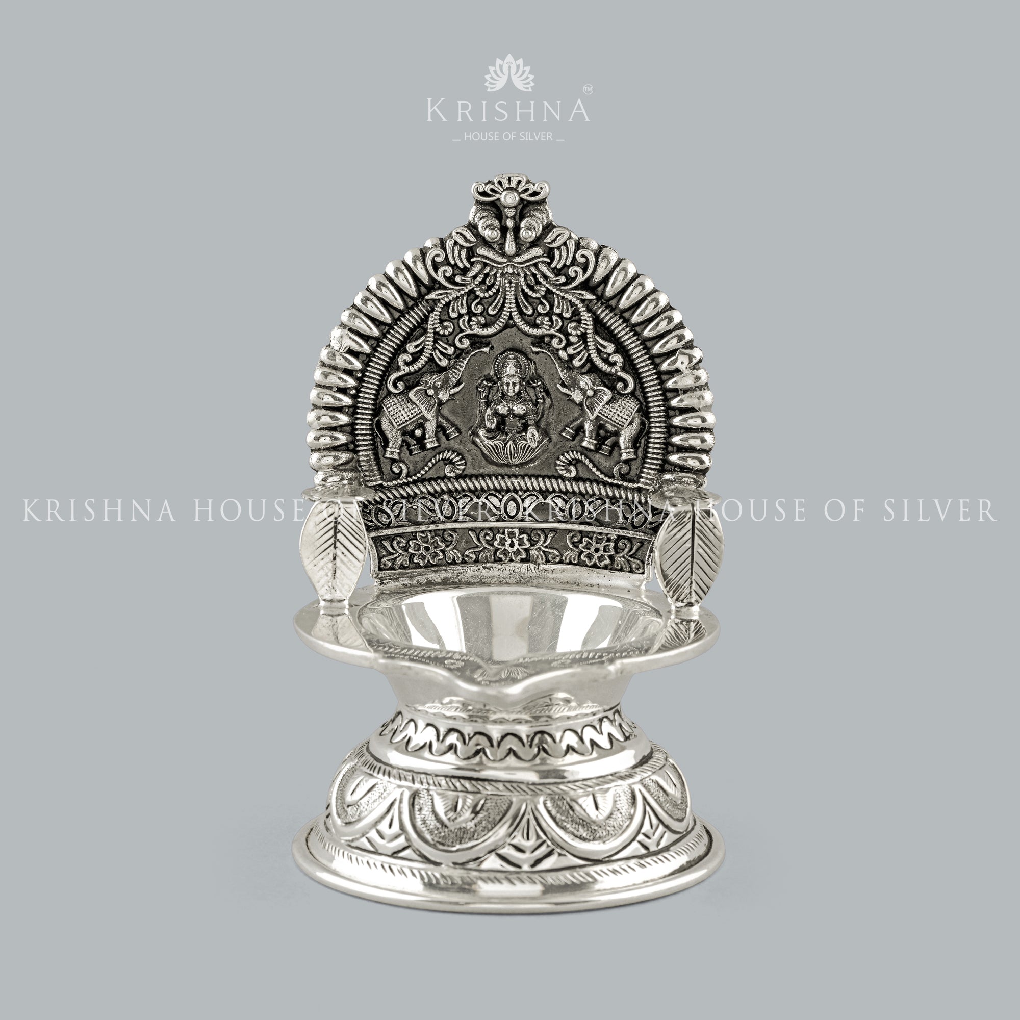 Rustic silver Laxmi Diya - Krishna Jewellers Pearls and Gems
