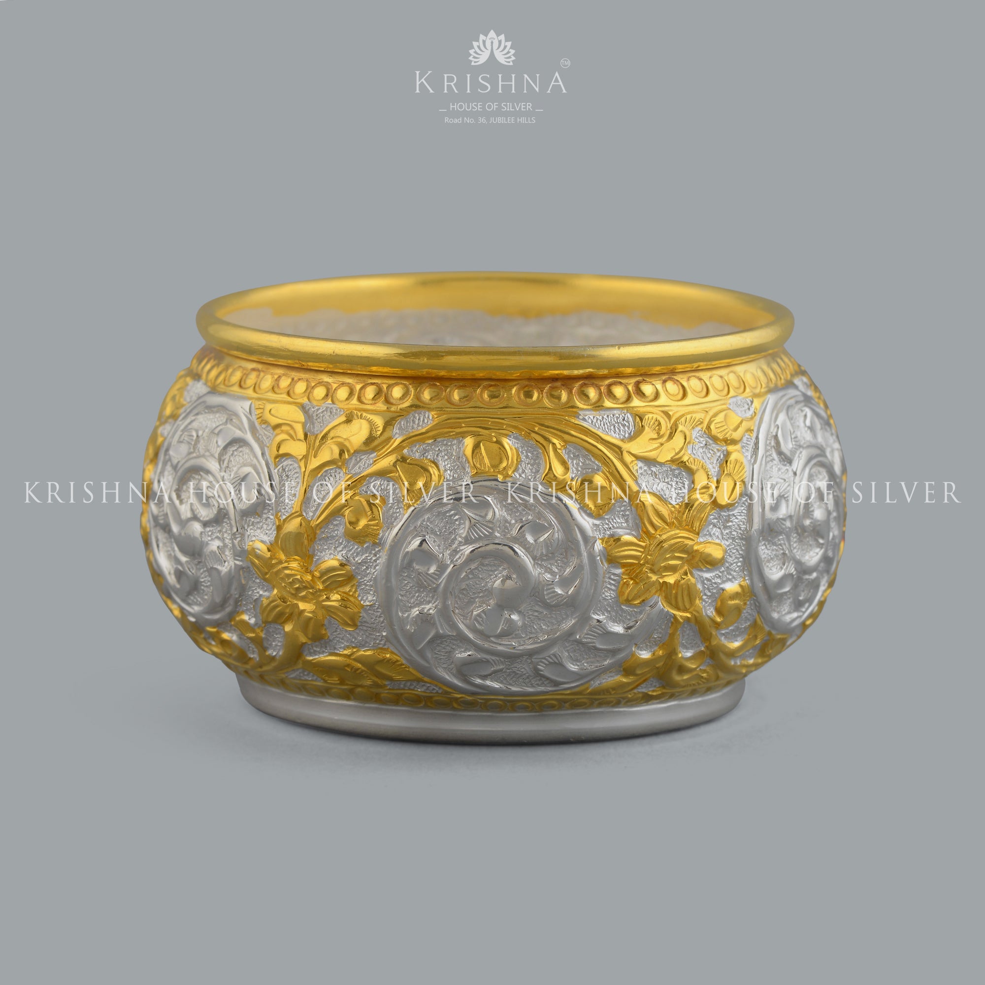 Antique Silver Flower Basket - Krishna Jewellers Pearls and Gems