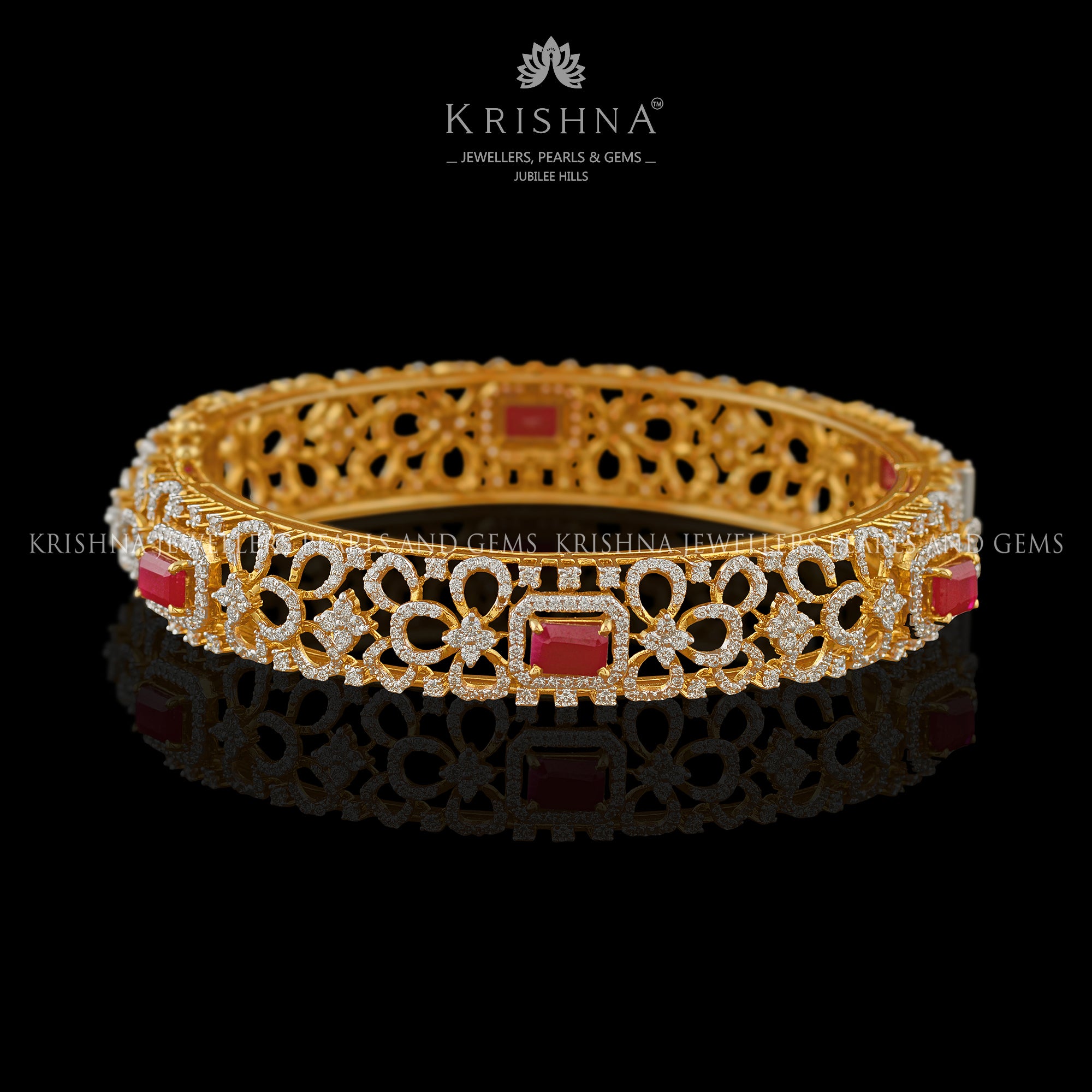 Floral Diamond Bangles - Krishna Jewellers Pearls and Gems