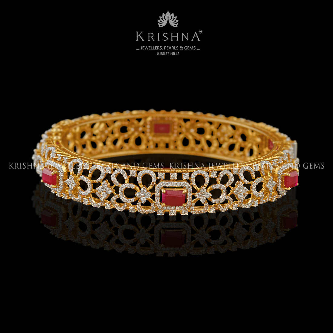 Floral Diamond Bangles - Krishna Jewellers Pearls and Gems