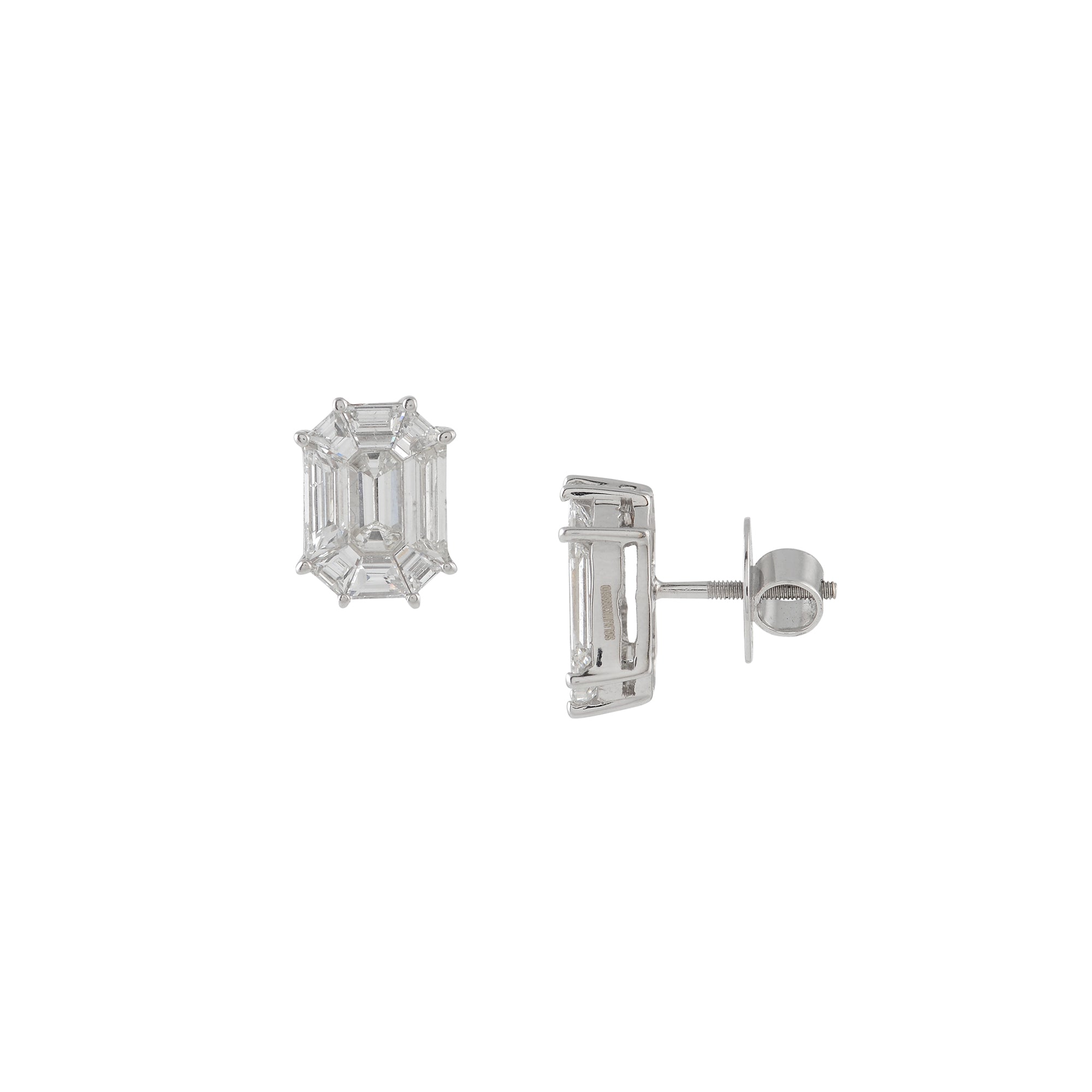 Luxurious Emerald-Cut Diamond Stud Earring - Krishna Jewellers Pearls and Gems