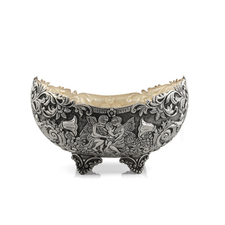 Silver Fruit Bowl With Artistic Fusion - Krishna Jewellers Pearls and Gems