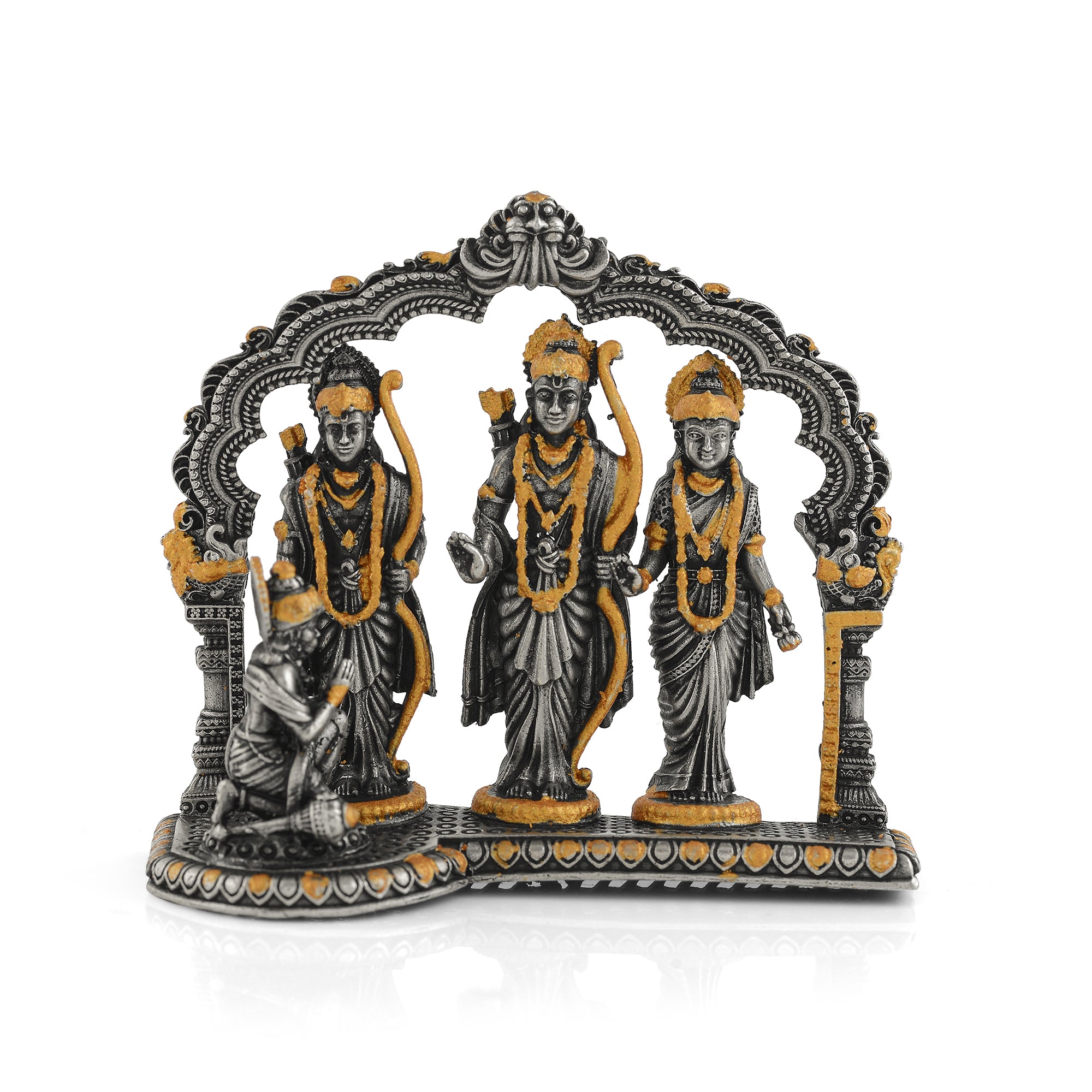 Ram Parivar Idol In Silver With Gold Highlights - Krishna Jewellers Pearls and Gems