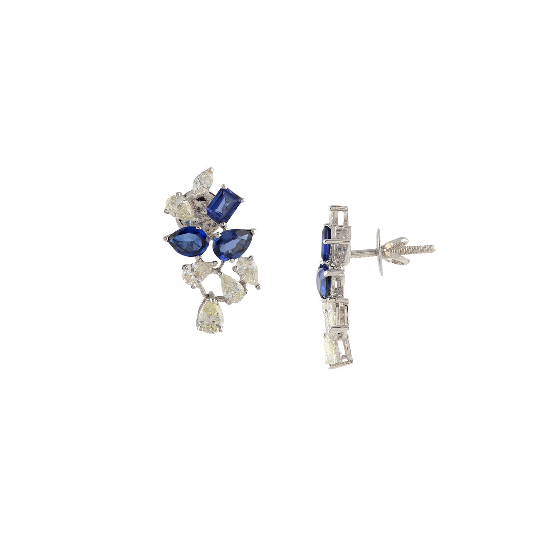 Blue Elegance Swanky Diamond Stud Earrings - Krishna Jewellers Pearls and Gems