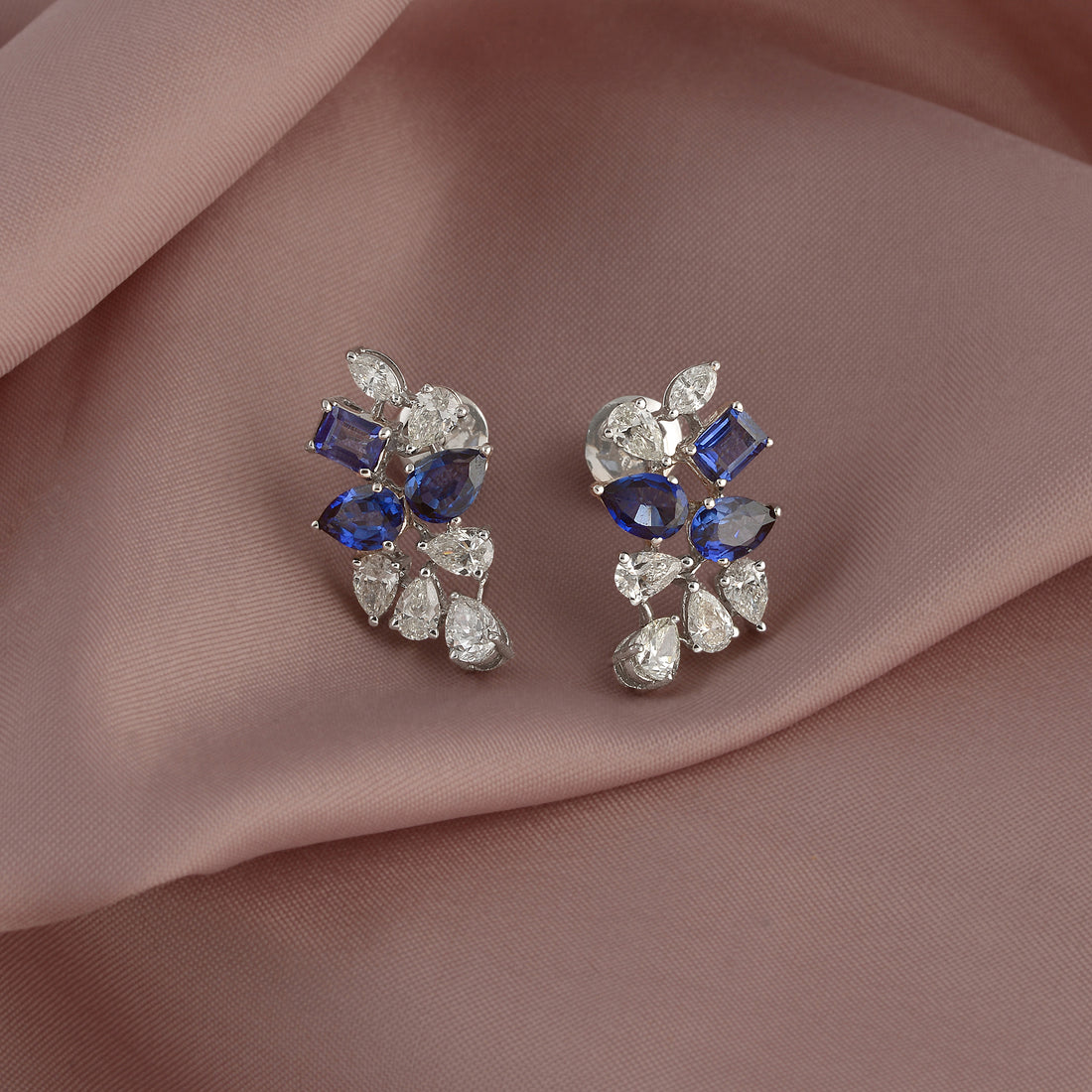 Blue Elegance Swanky Diamond Stud Earrings - Krishna Jewellers Pearls and Gems