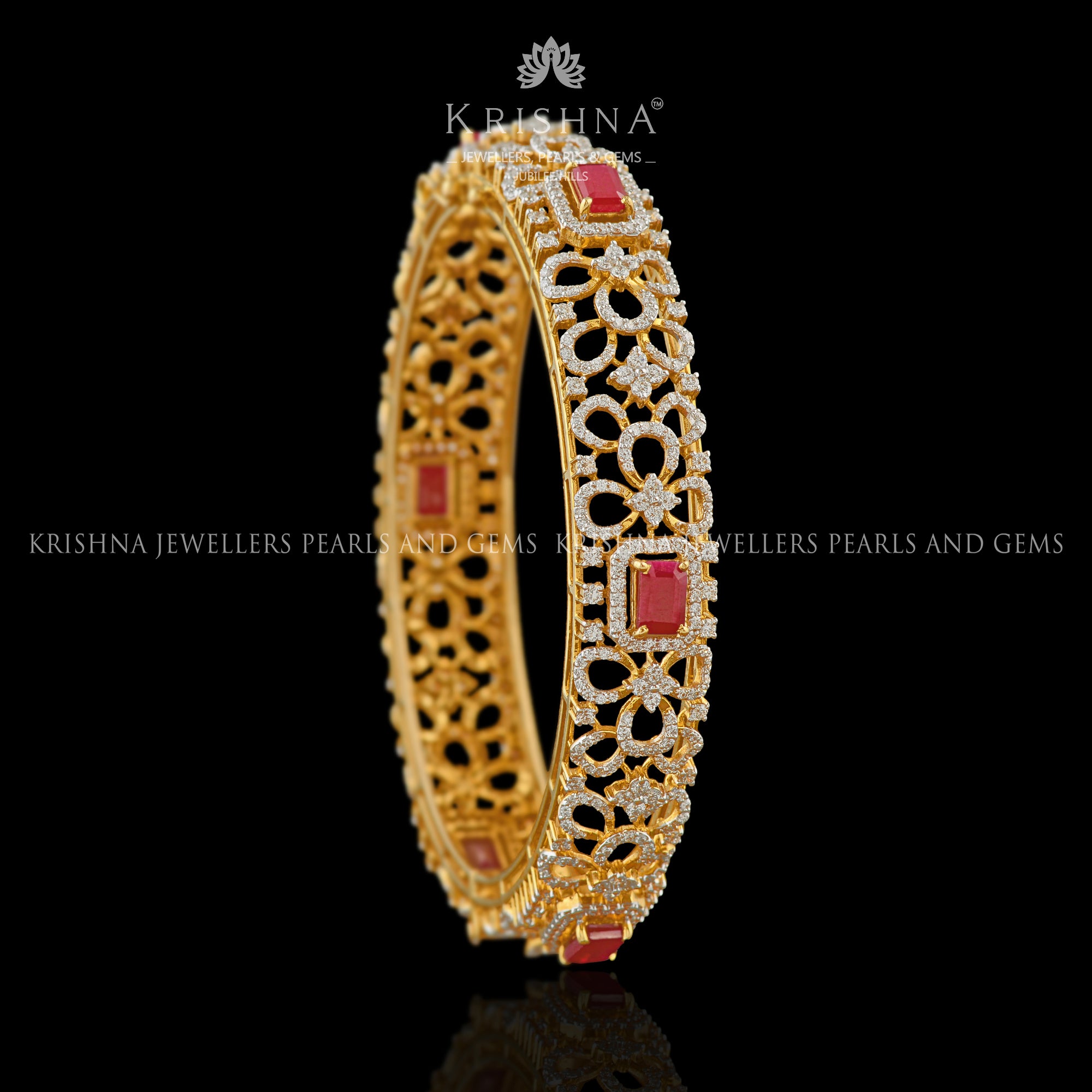Floral Diamond Bangles - Krishna Jewellers Pearls and Gems
