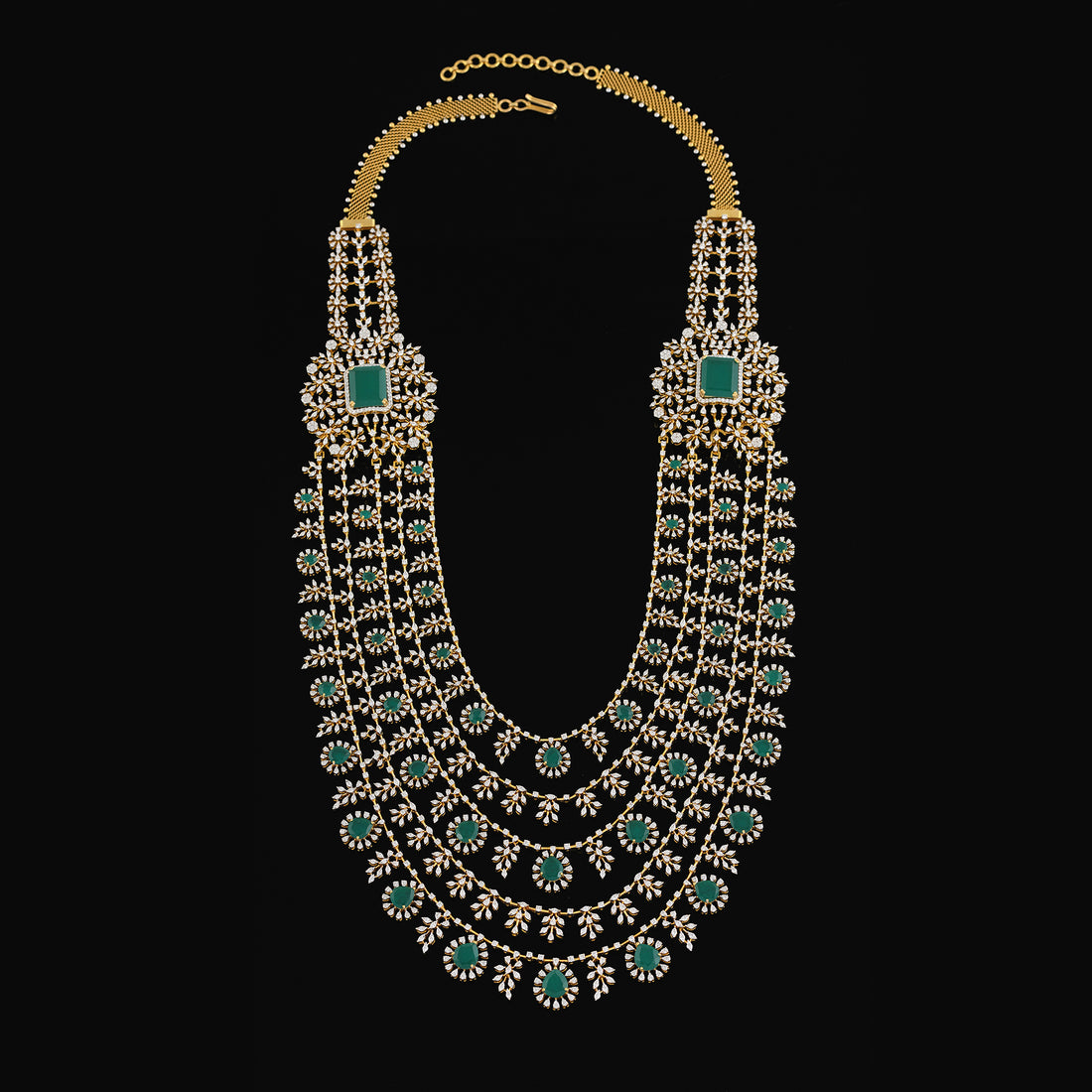 5 Layer Diamond Haram Necklace - Krishna Jewellers Pearls and Gems