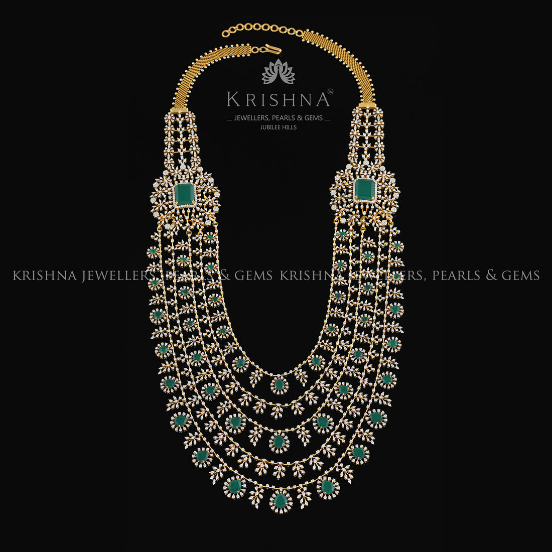 5 Layer Diamond Haram Necklace - Krishna Jewellers Pearls and Gems