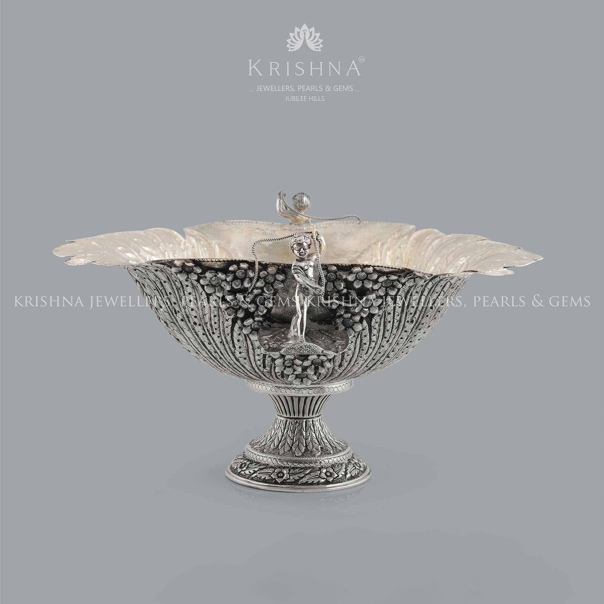 Silver Fruit Bowl Crafted with 92.5 Pure Silver - Krishna Jewellers Pearls and Gems