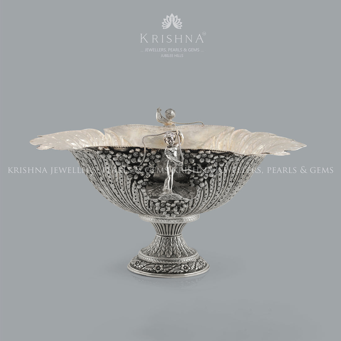 Silver Fruit Bowl Crafted with 92.5 Pure Silver - Krishna Jewellers Pearls and Gems