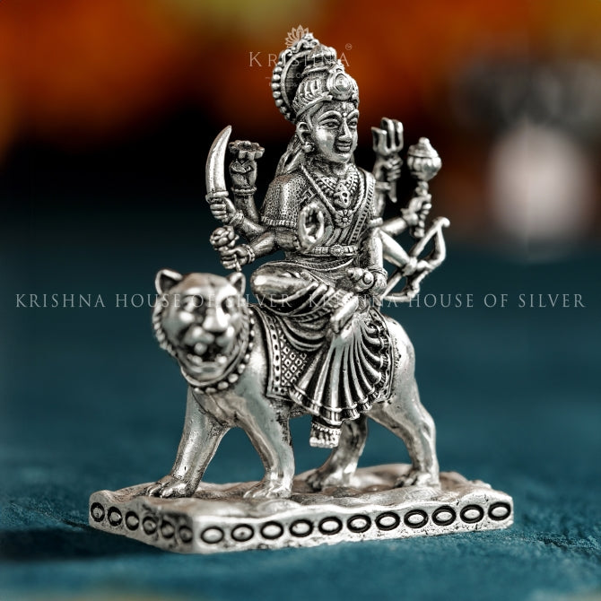 Divine Durga Deity in Silver