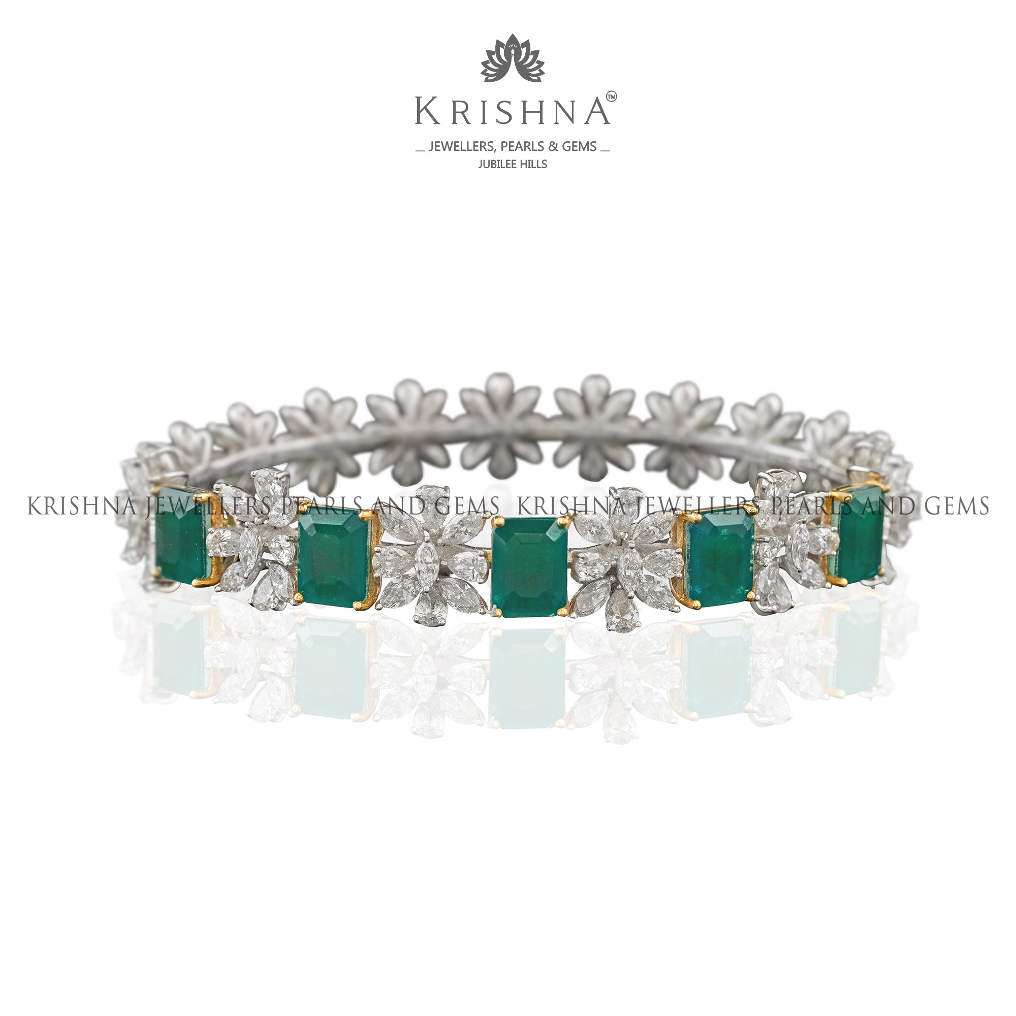 Luxy Floral Diamond Bangles - Krishna Jewellers Pearls and Gems