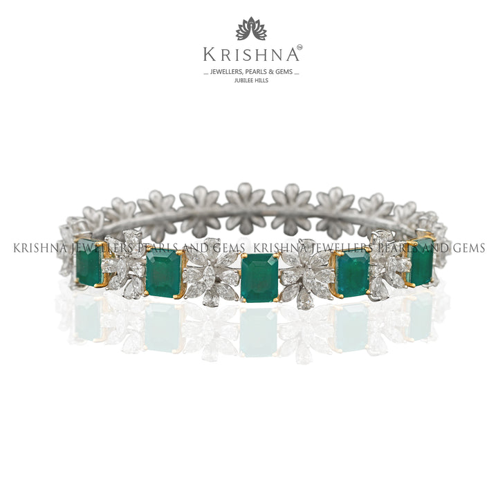 Luxy Floral Diamond Bangles - Krishna Jewellers Pearls and Gems