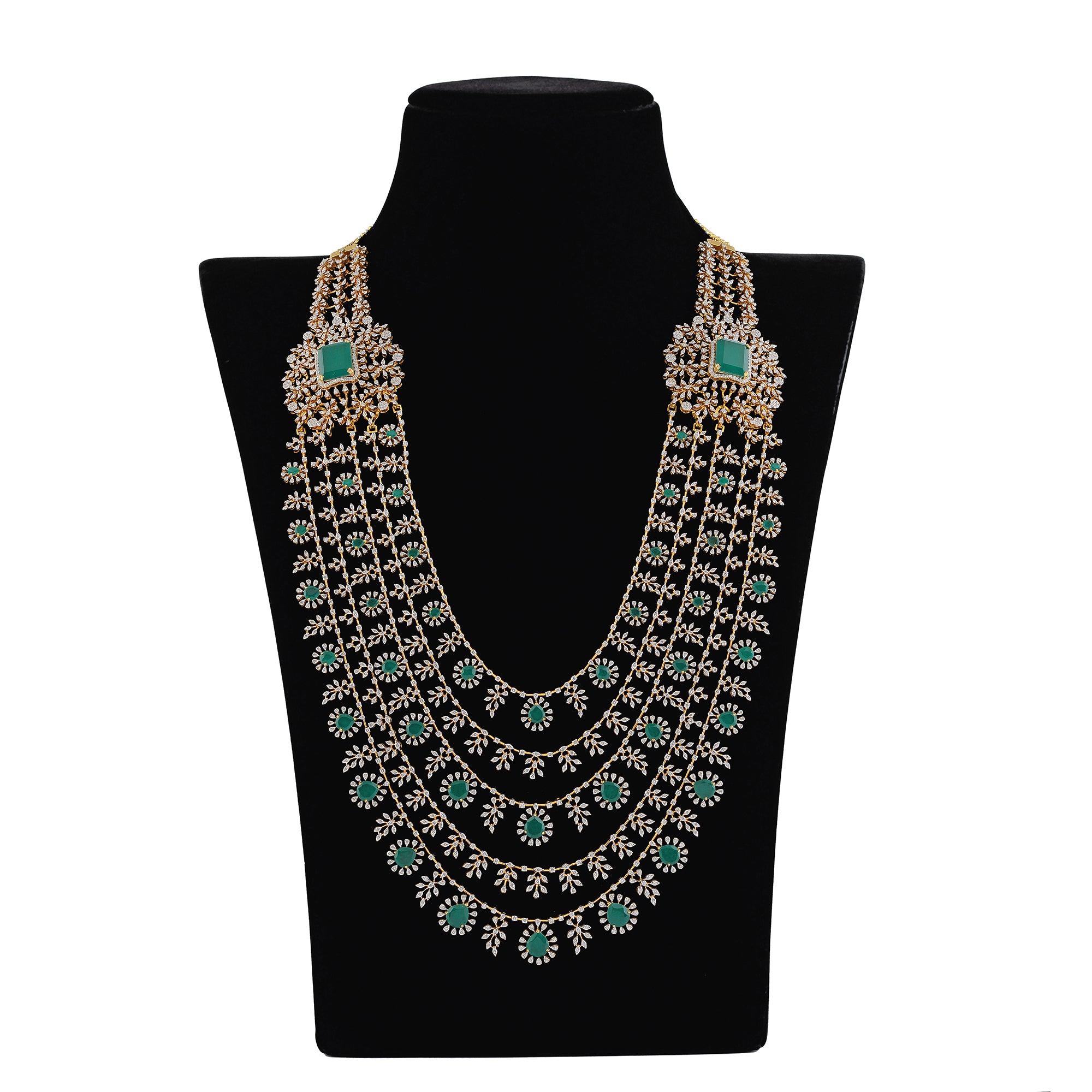 5 Layer Diamond Haram Necklace - Krishna Jewellers Pearls and Gems