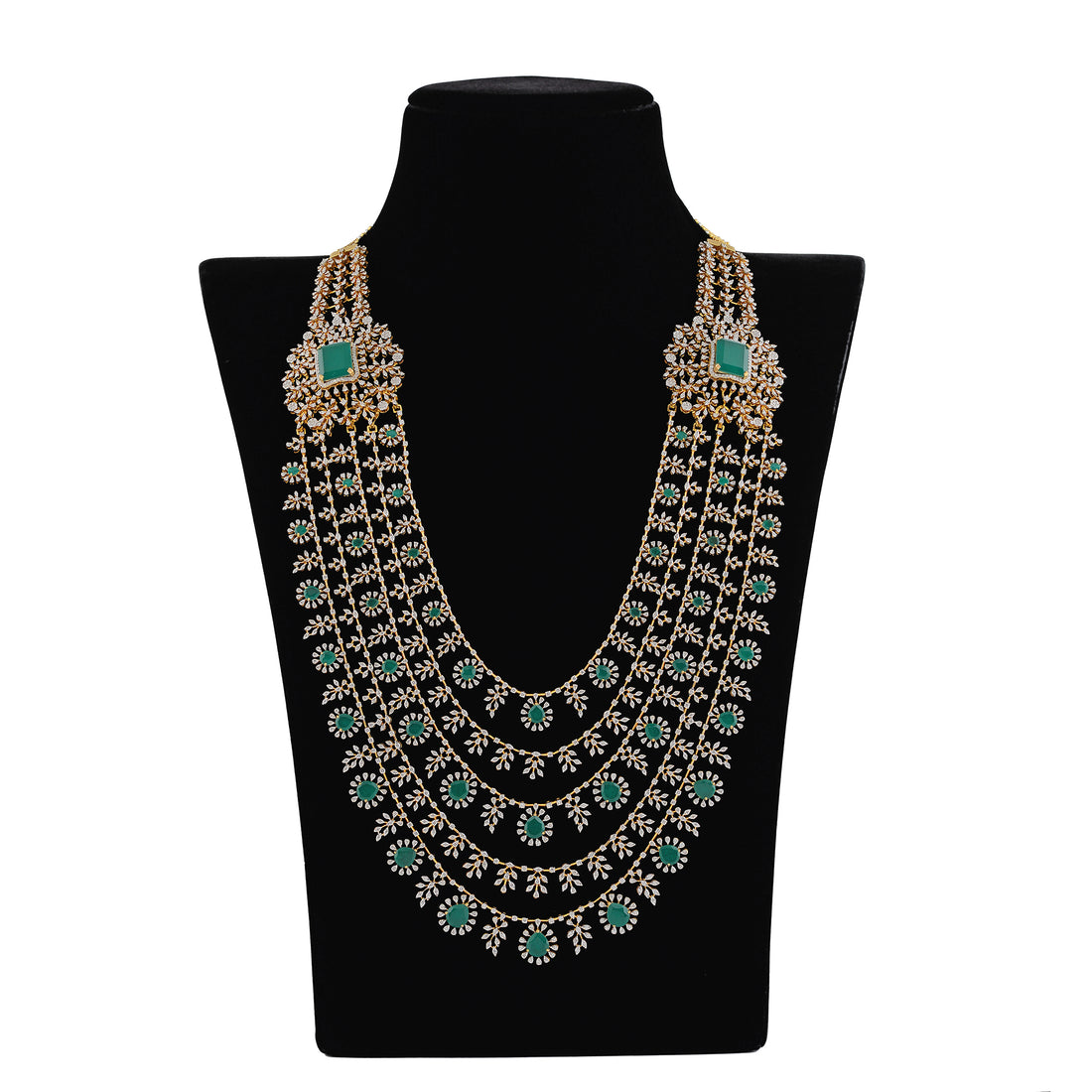 5 Layer Diamond Haram Necklace - Krishna Jewellers Pearls and Gems