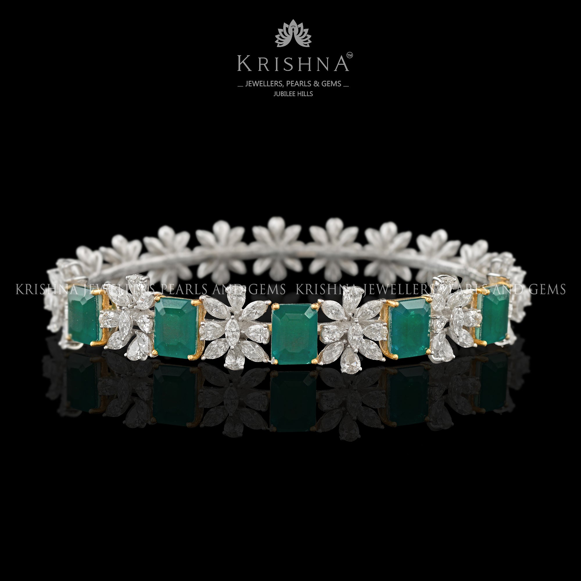 Luxy Floral Diamond Bangles - Krishna Jewellers Pearls and Gems