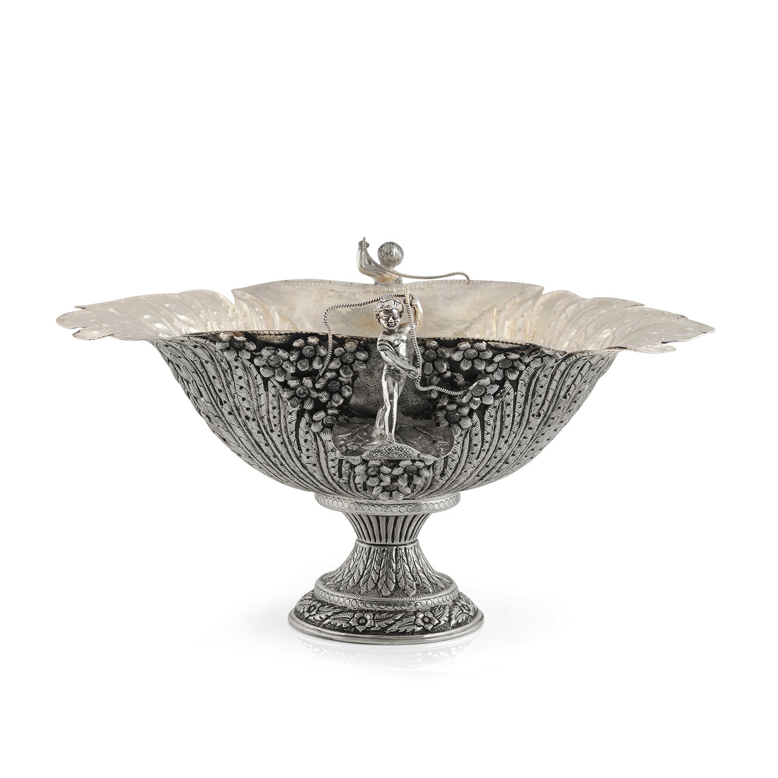 Silver Fruit Bowl With Modern Artwork - Krishna Jewellers Pearls and Gems