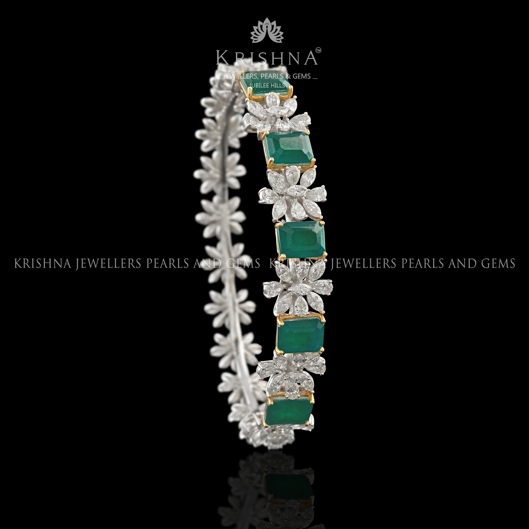 Luxy Floral Diamond Bangles - Krishna Jewellers Pearls and Gems
