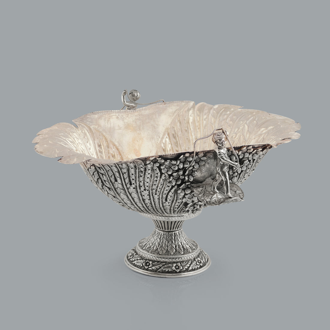 Silver Fruit Bowl With Modern Artwork - Krishna Jewellers Pearls and Gems