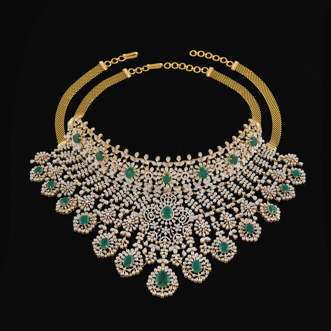 Diamond and Emerald Choker Necklace - Krishna Jewellers Pearls and Gems