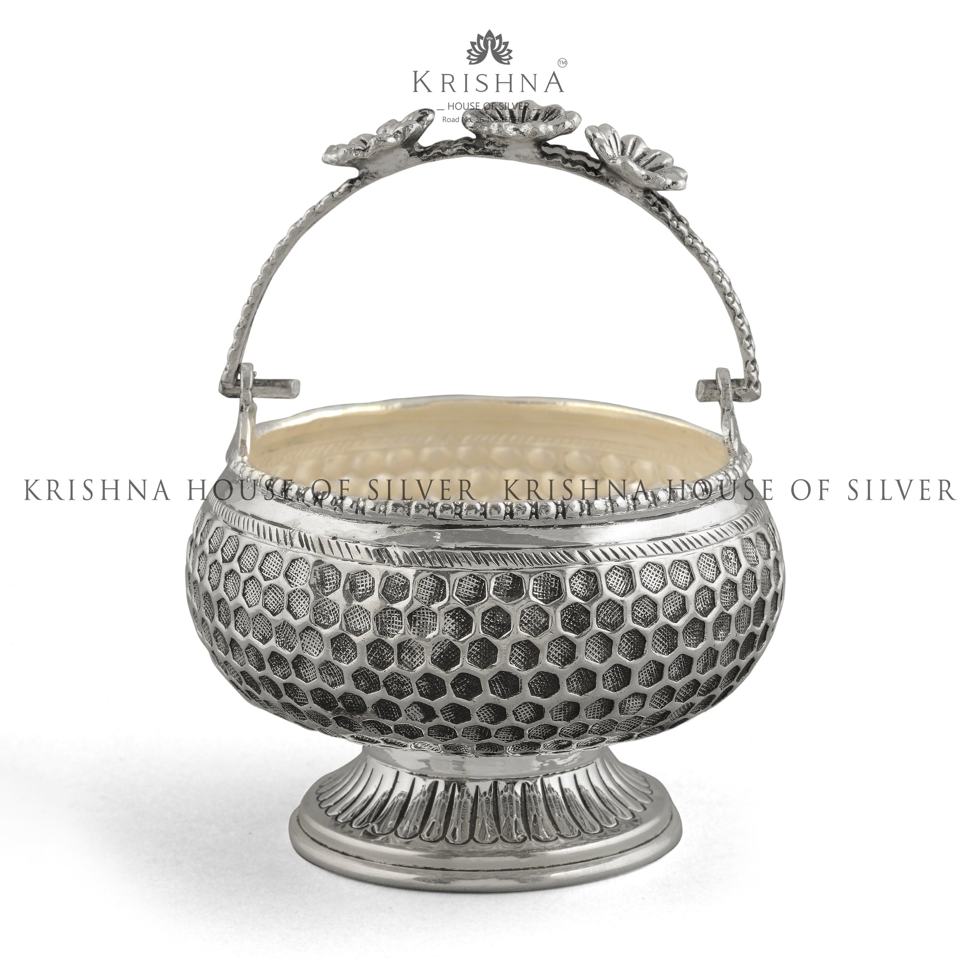 Silver Bowl in Flower Designs - Krishna Jewellers Pearls and Gems