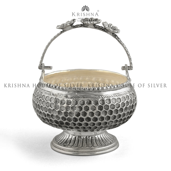 Silver Bowl in Flower Designs - Krishna Jewellers Pearls and Gems