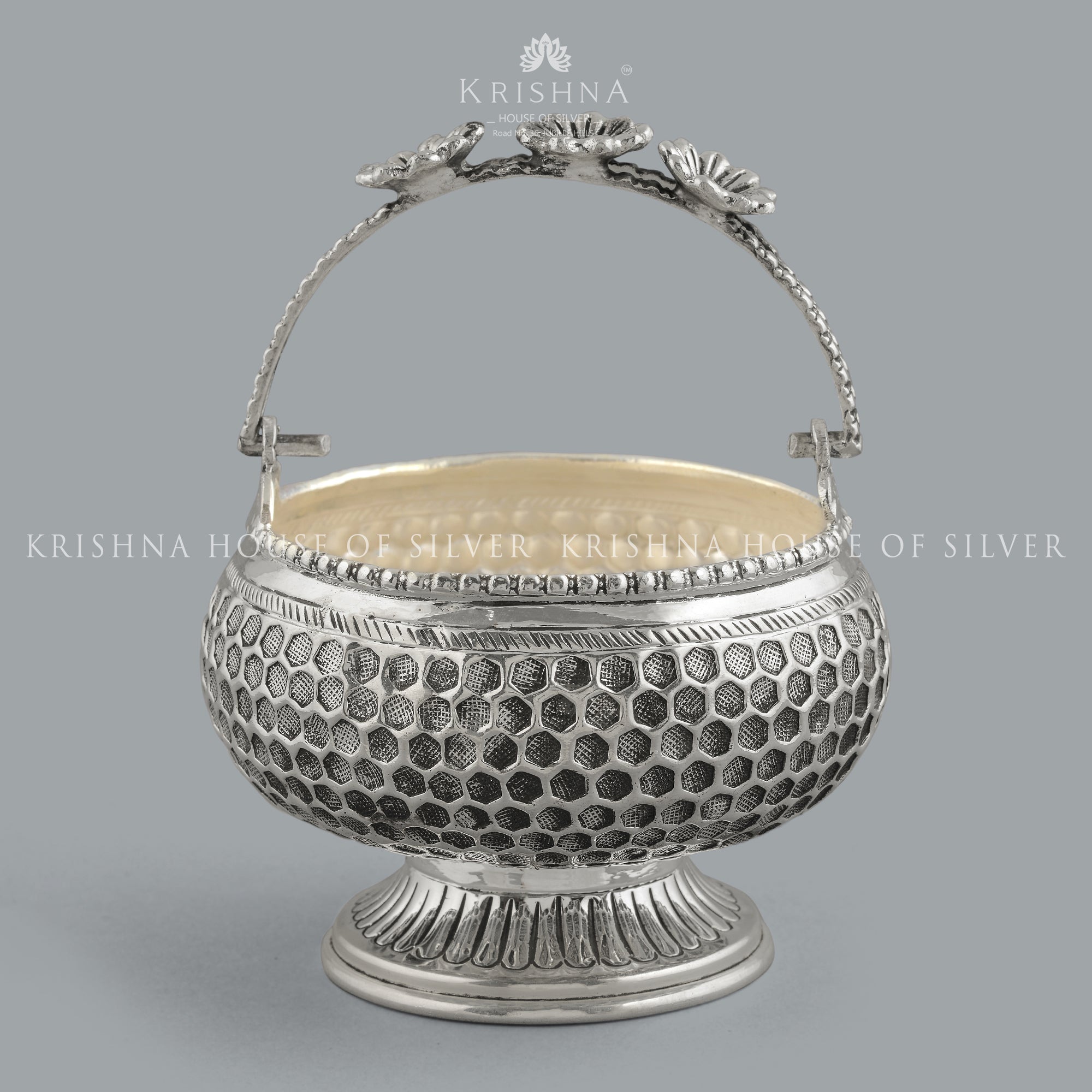 Silver Bowl in Flower Designs - Krishna Jewellers Pearls and Gems