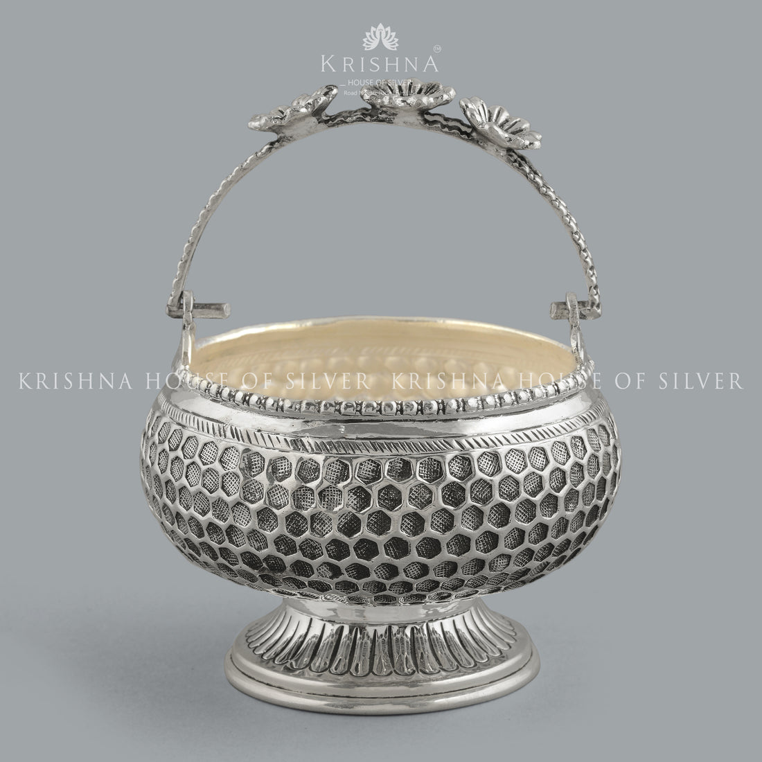 Silver Bowl in Flower Designs - Krishna Jewellers Pearls and Gems