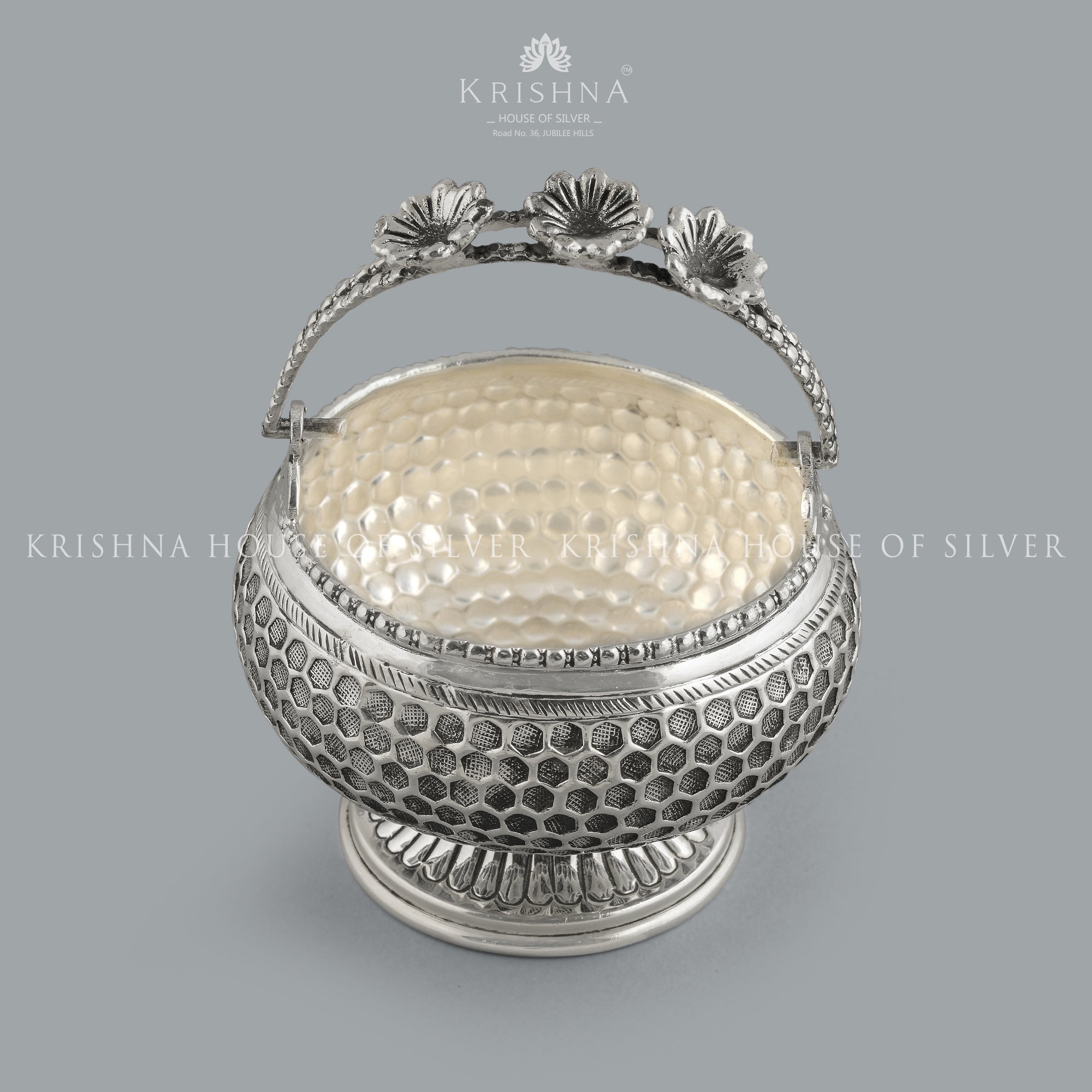 Silver Bowl in Flower Designs - Krishna Jewellers Pearls and Gems