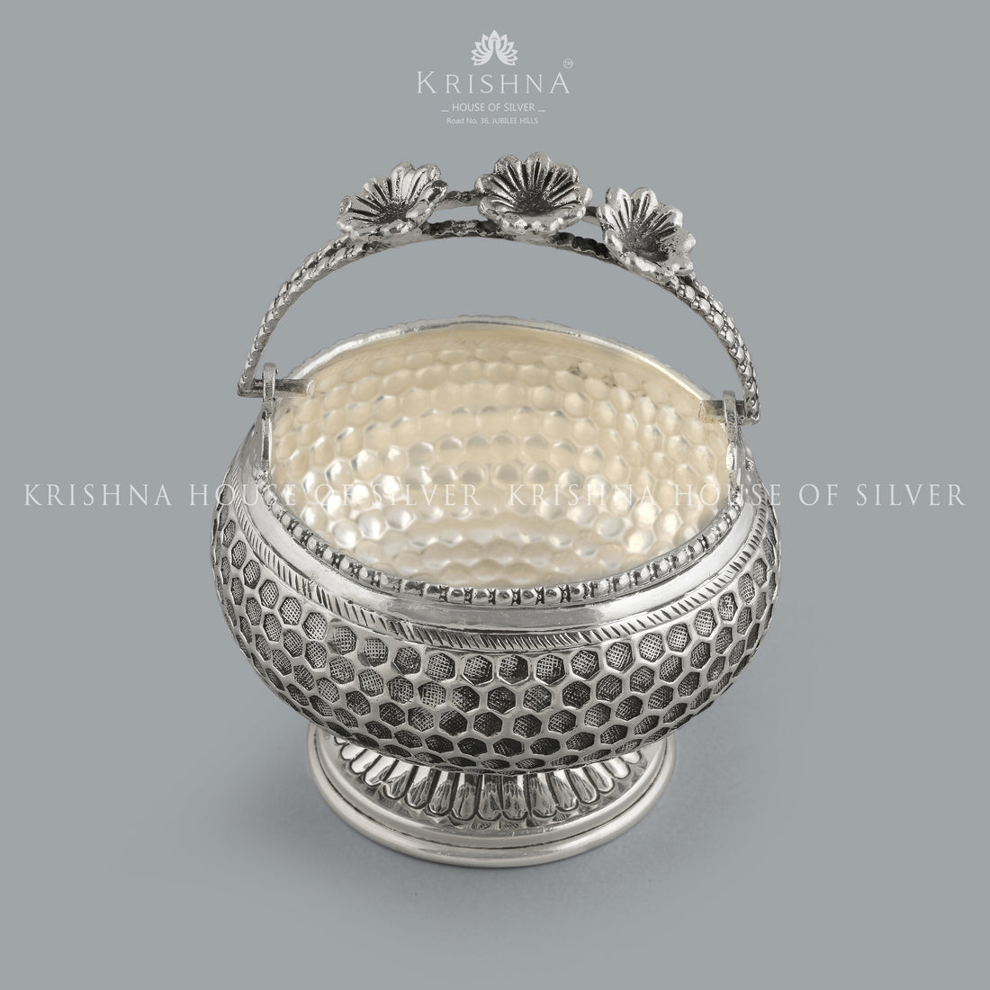 Silver Bowl in Flower Designs - Krishna Jewellers Pearls and Gems