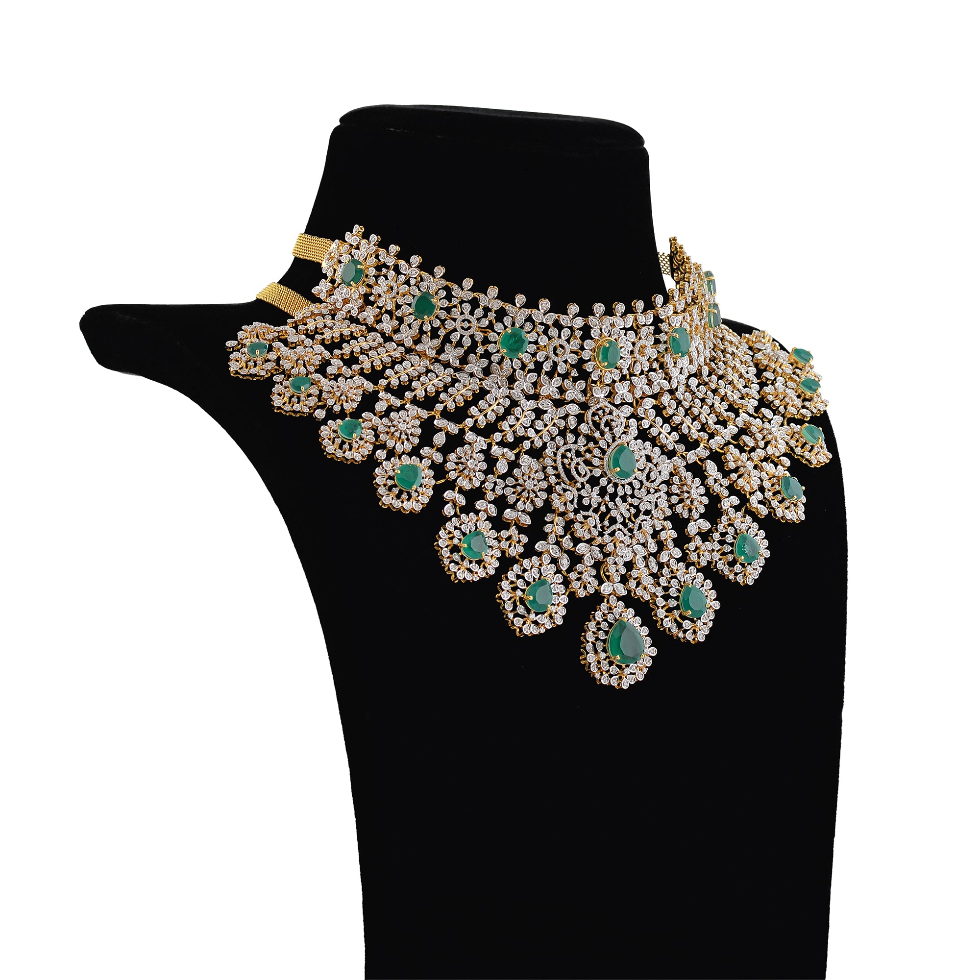 Diamond and Emerald Choker Necklace - Krishna Jewellers Pearls and Gems