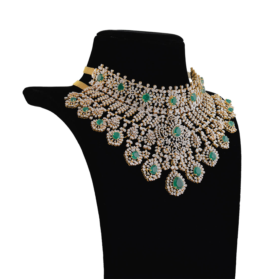 Diamond and Emerald Choker Necklace - Krishna Jewellers Pearls and Gems