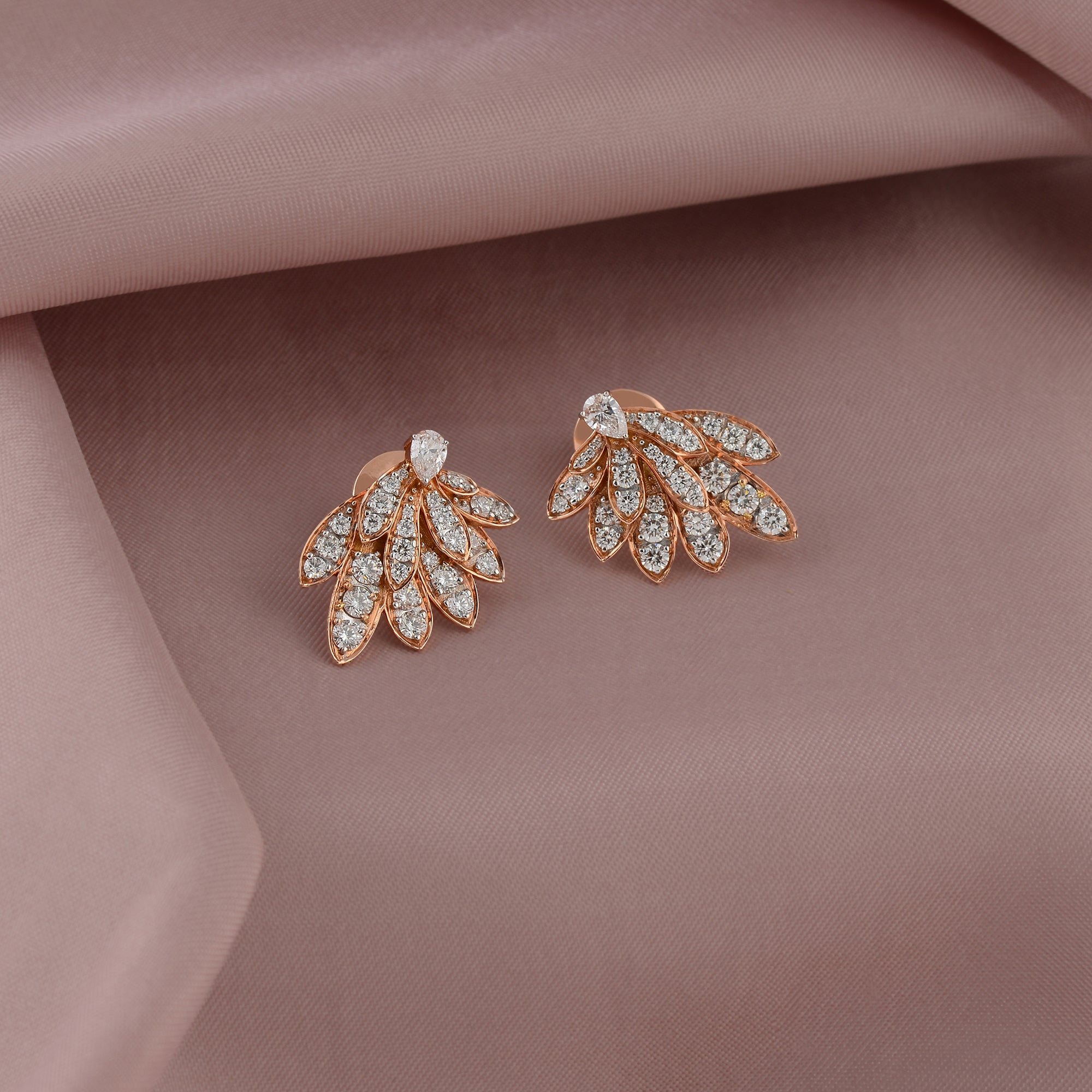 Luxurious Diamond Earrings In Petals Motif - Krishna Jewellers Pearls and Gems
