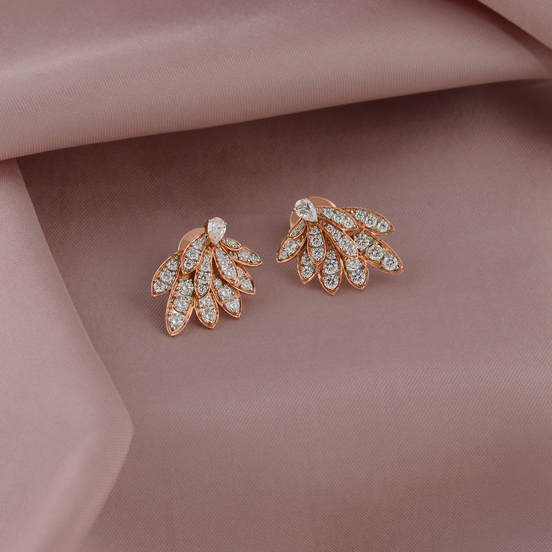 Luxurious Diamond Earrings In Petals Motif - Krishna Jewellers Pearls and Gems
