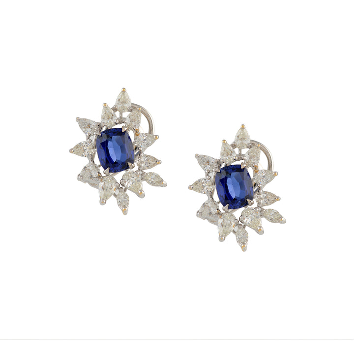 Blossom Marquise-cut Cluster Diamond Earrings - Krishna Jewellers Pearls and Gems