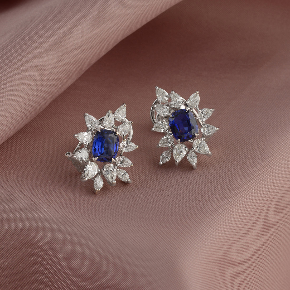 Blossom Marquise-cut Cluster Diamond Earrings - Krishna Jewellers Pearls and Gems