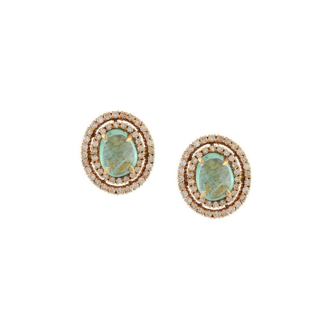 Luxurious Emerald and Diamond Studs - Krishna Jewellers Pearls and Gems
