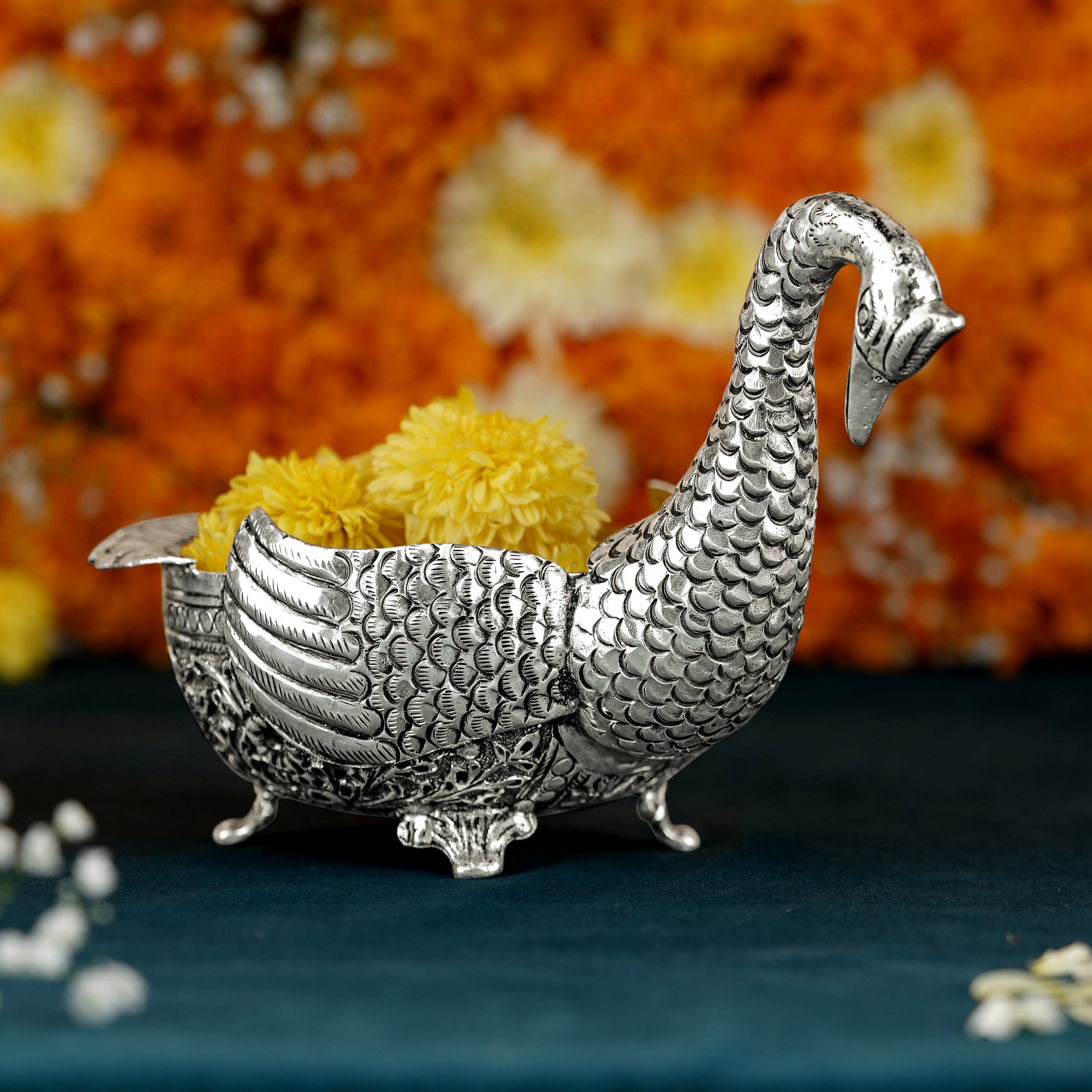 Antique Silver Fruit Serving Bowl - Krishna Jewellers Pearls and Gems