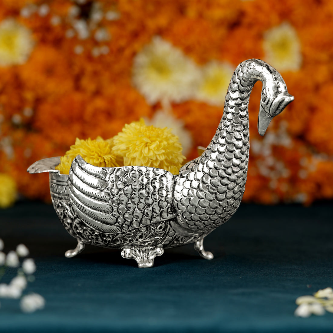 Antique Silver Fruit Serving Bowl - Krishna Jewellers Pearls and Gems