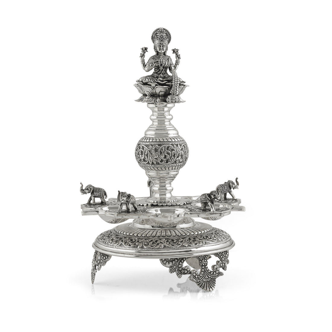 Divine Silver Diya Stand Goddess Laxmi - Krishna Jewellers Pearls and Gems