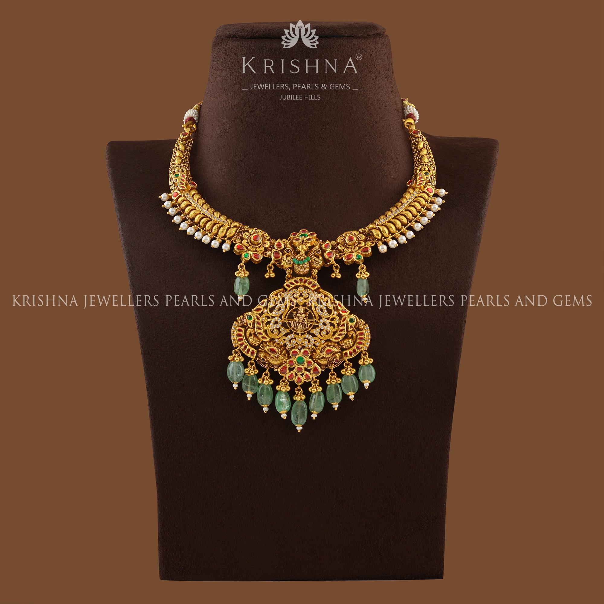 Divine Gold Kanti Necklace - Krishna Jewellers Pearls and Gems