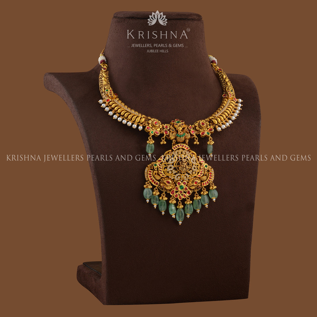 Divine Gold Kanti Necklace - Krishna Jewellers Pearls and Gems
