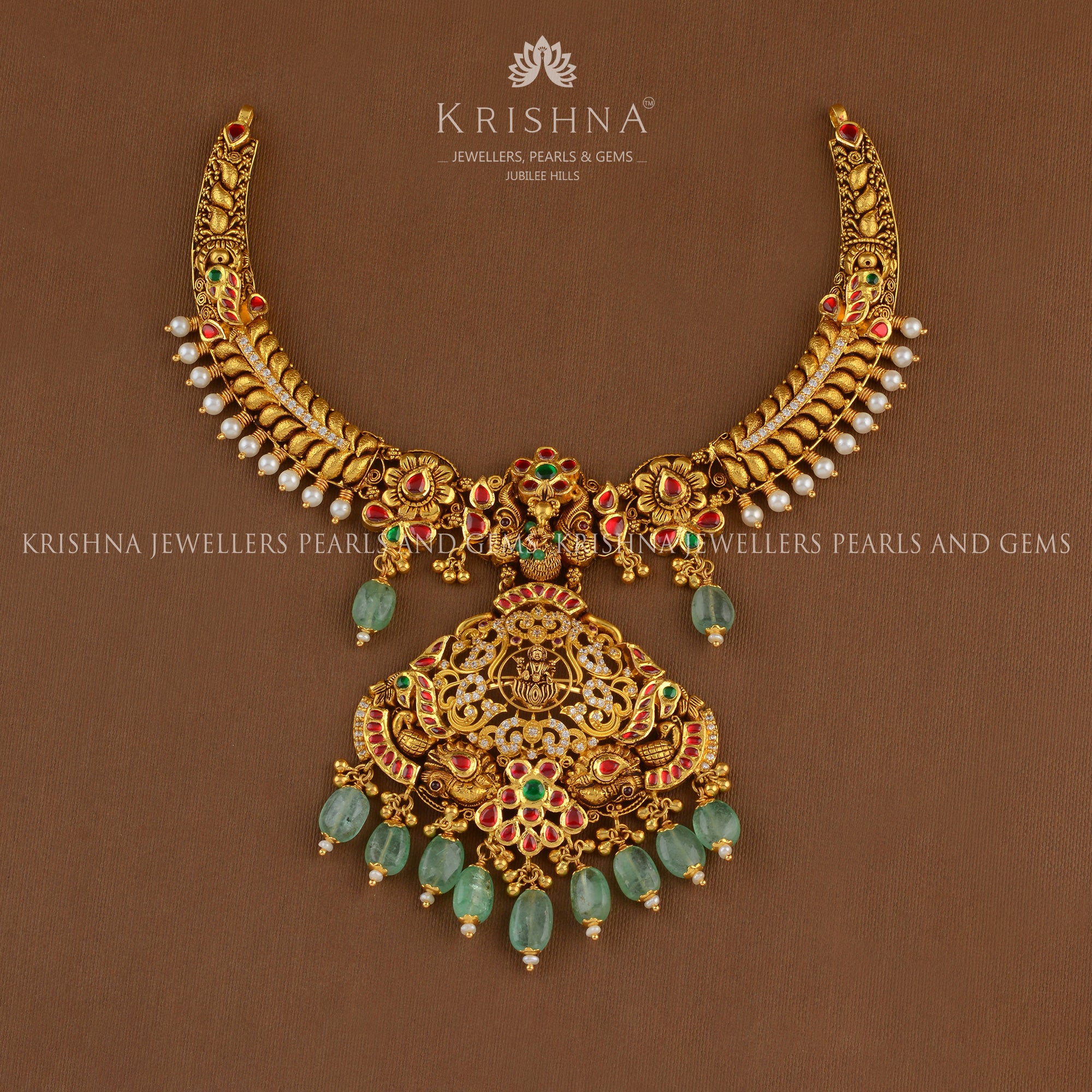 Divine Gold Kanti Necklace - Krishna Jewellers Pearls and Gems