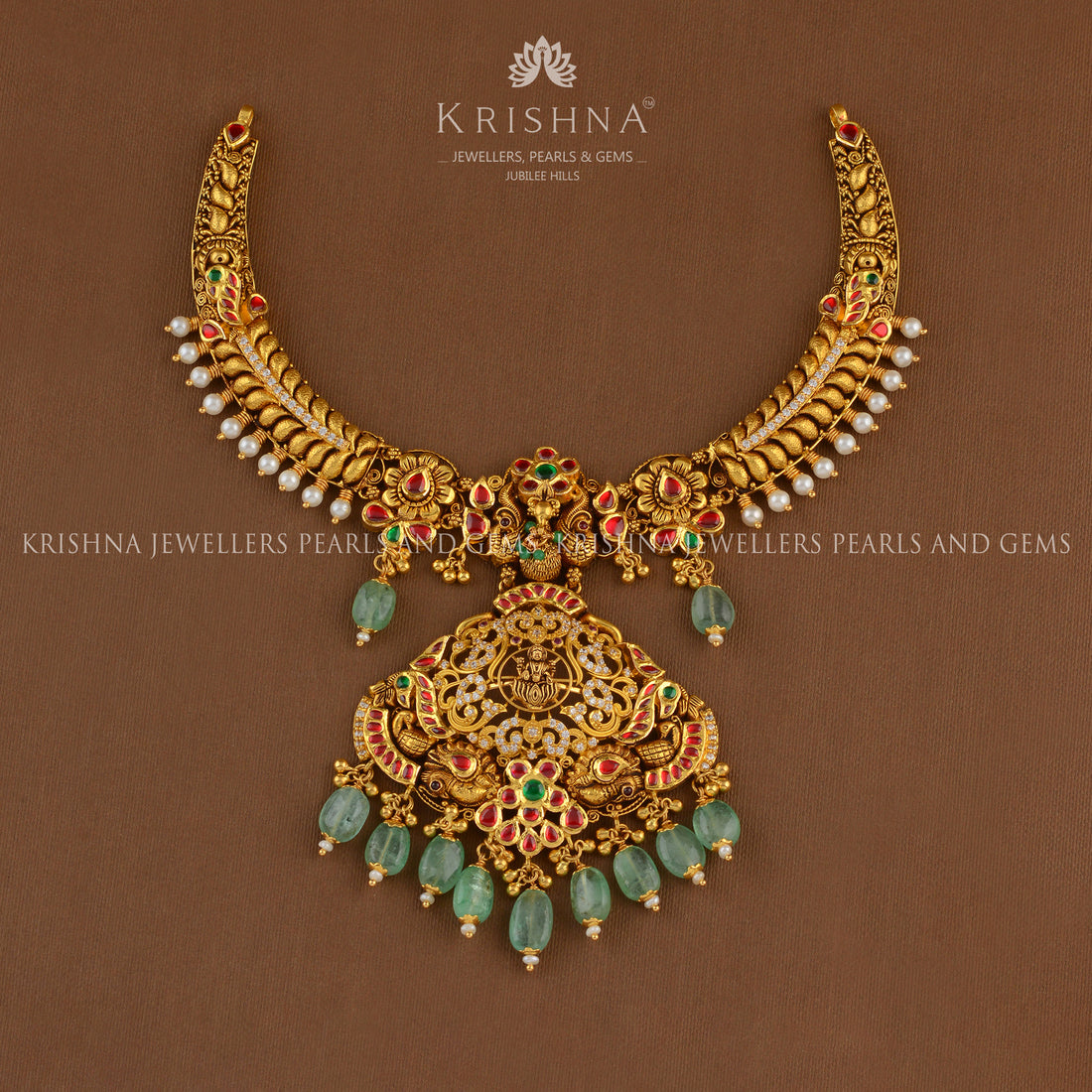 Divine Gold Kanti Necklace - Krishna Jewellers Pearls and Gems