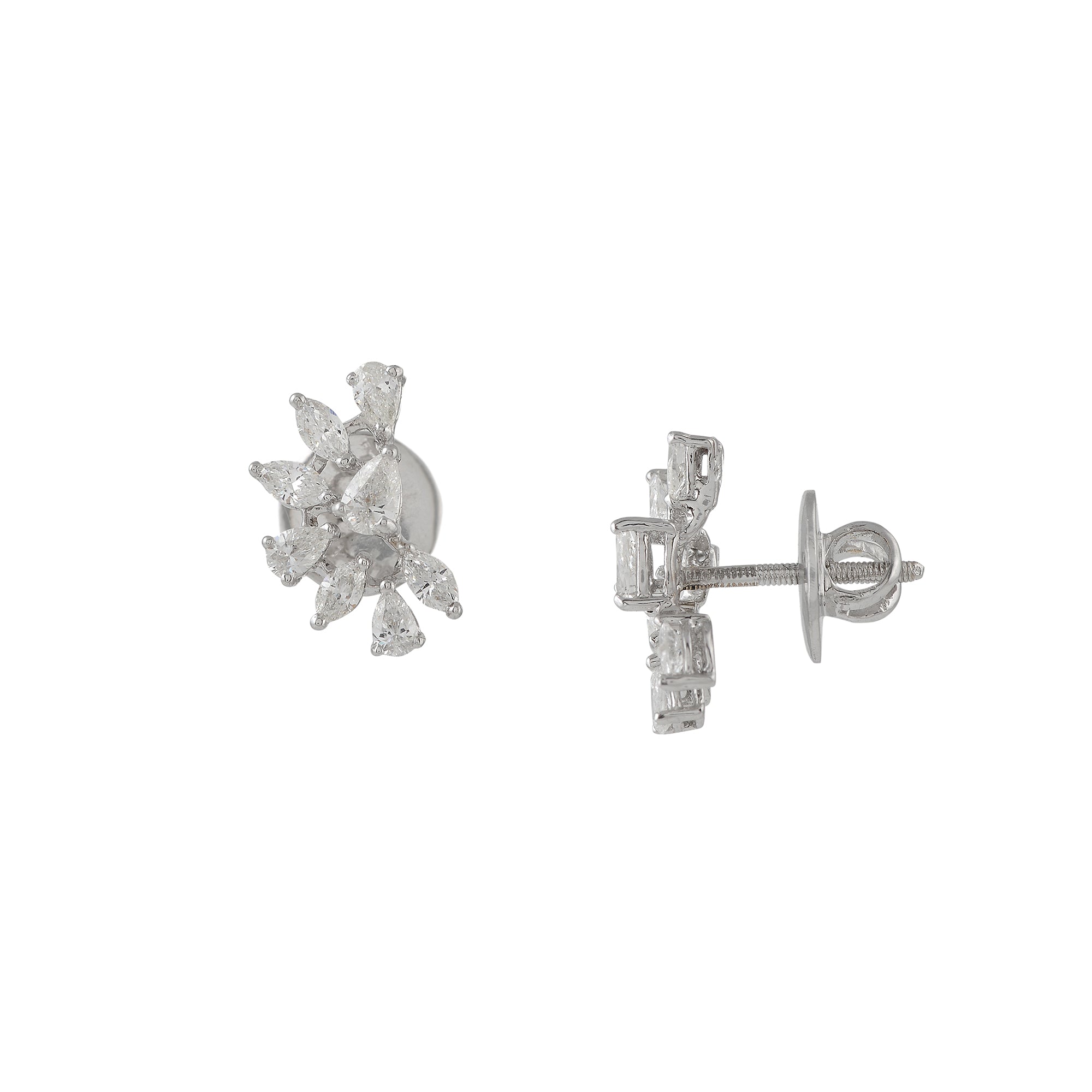 Floral Diamond Stud Earring - Krishna Jewellers Pearls and Gems