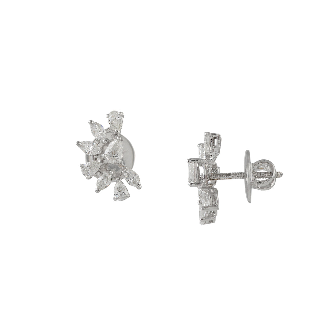 Floral Diamond Stud Earring - Krishna Jewellers Pearls and Gems