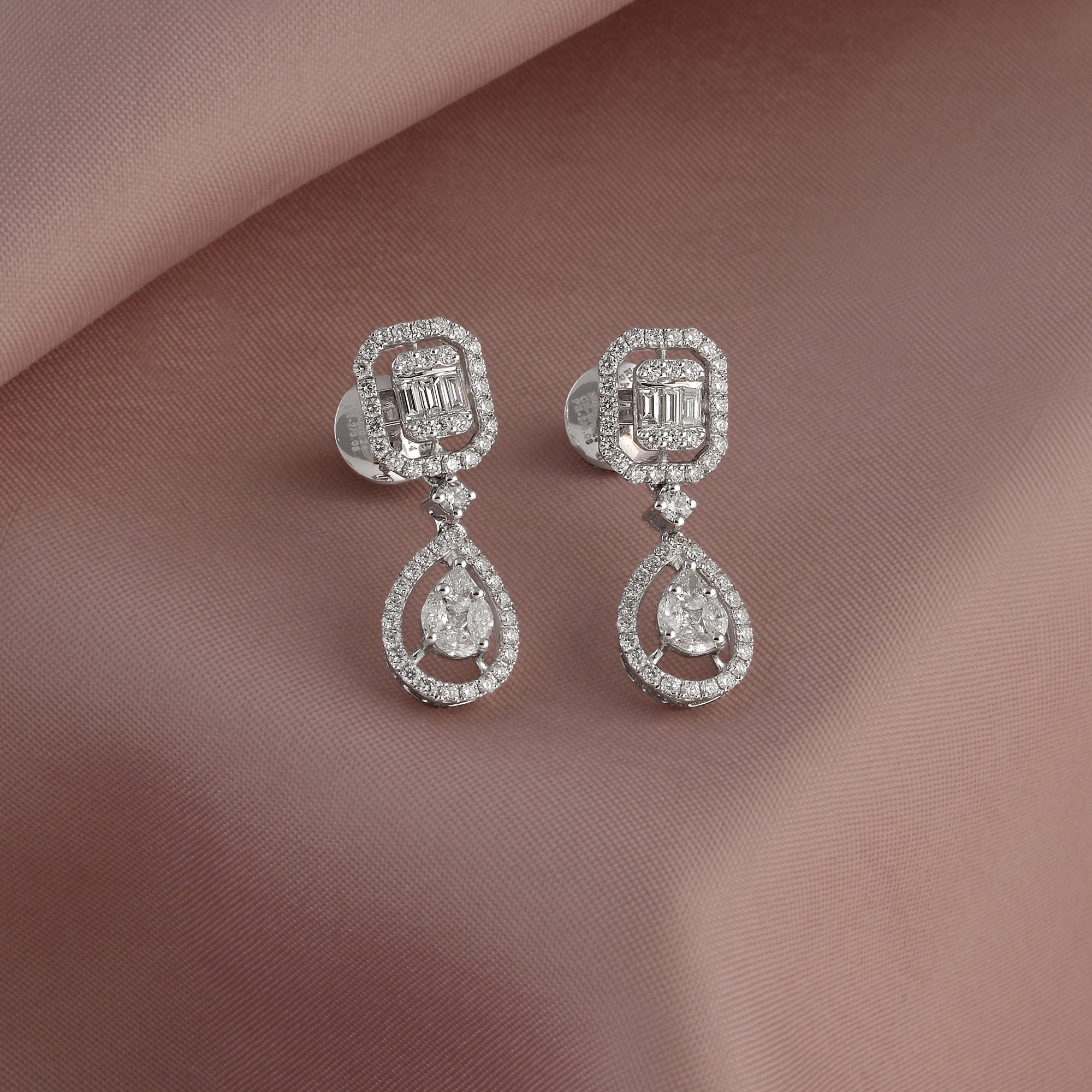 Luxy Emerald and Pear-Cut Diamond Earrings - Krishna Jewellers Pearls and Gems