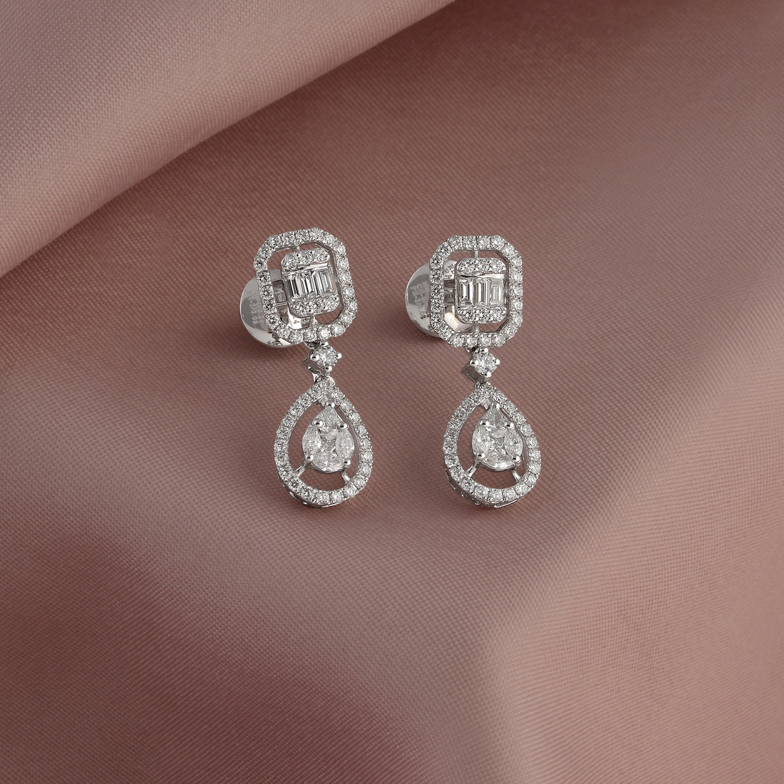 Luxy Emerald and Pear-Cut Diamond Earrings - Krishna Jewellers Pearls and Gems